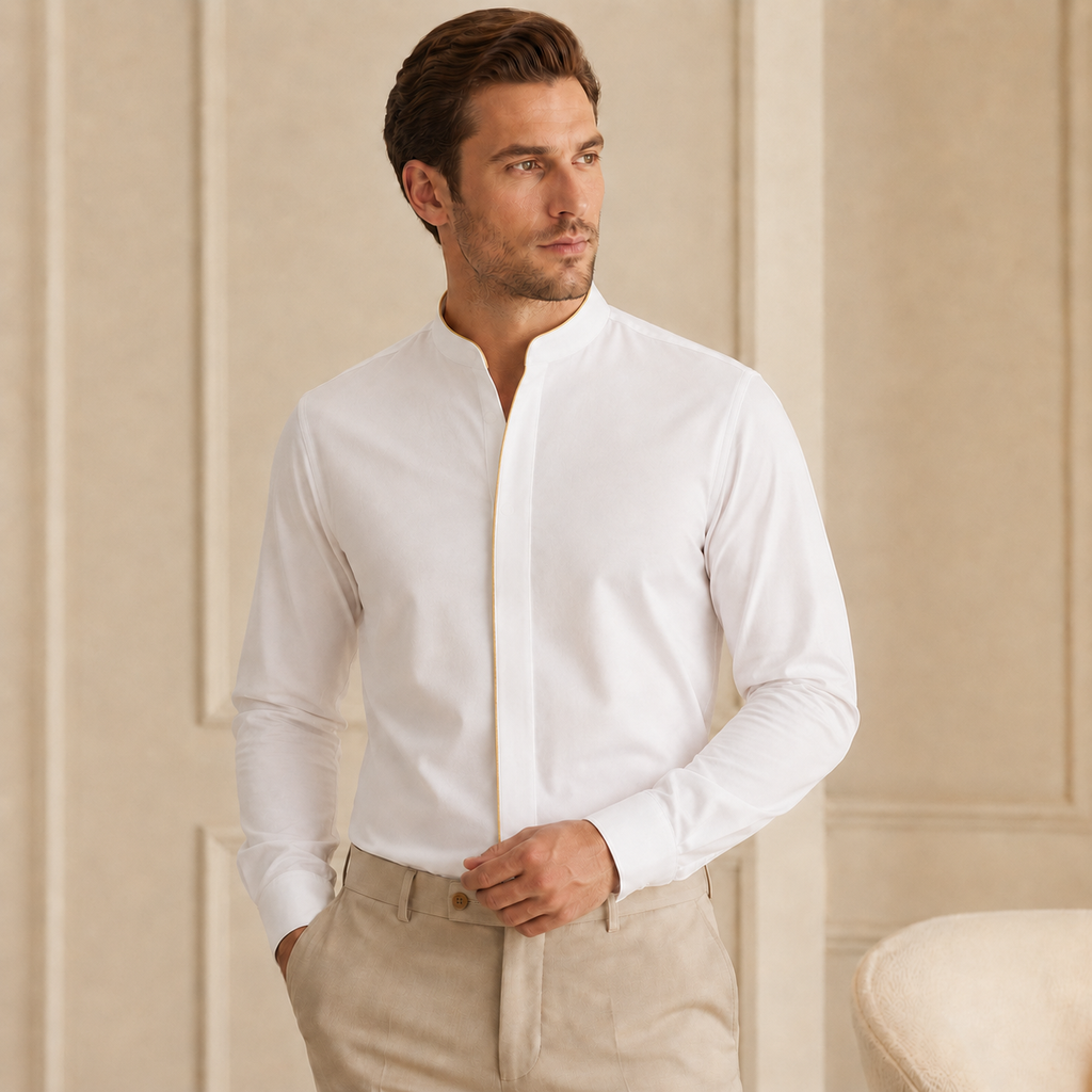 Men's Band Collar Dress Shirt
